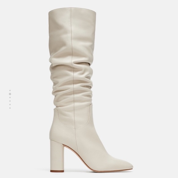 Zara white leather boots Clearance